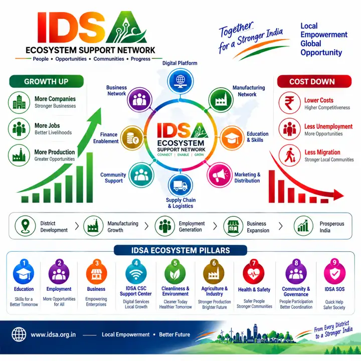 Infographic showing the nine pillars of the IDSA Ecosystem Support Network